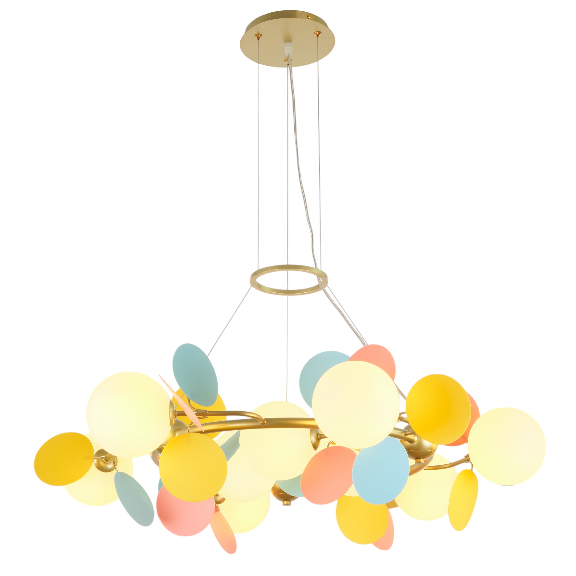 Изображение товара Подвесная люстра MyFar Flavia MR2301-9P с разноцветными вставками и 9 плафонами