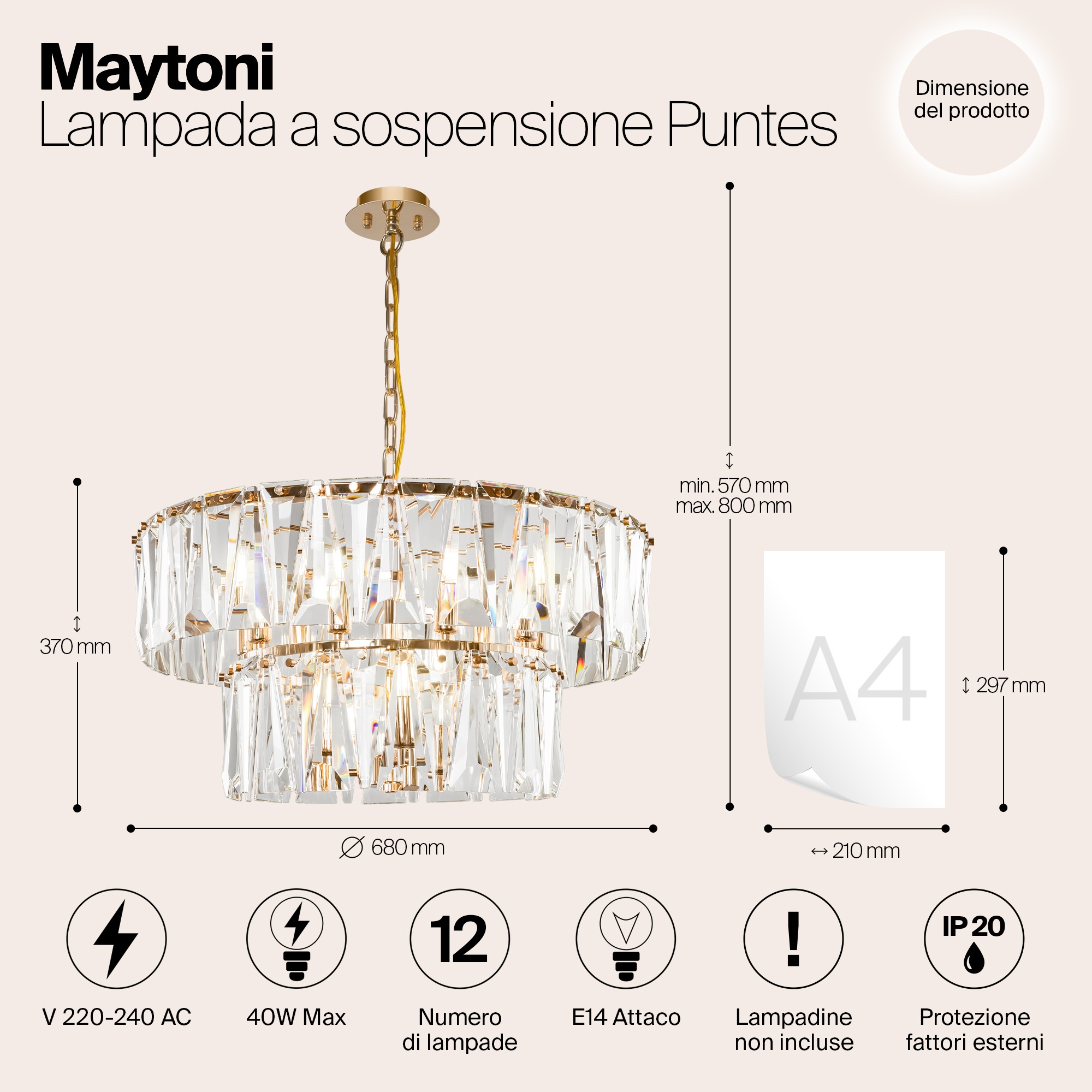 Подвесная люстра Maytoni MOD043PL-12G