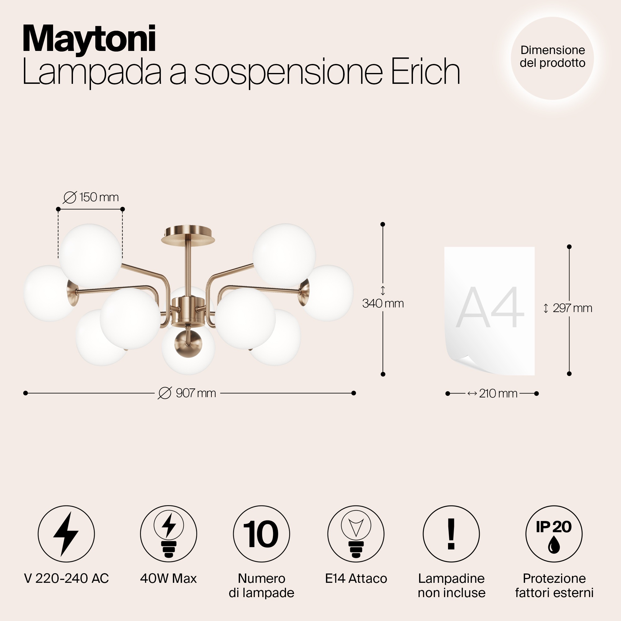 Потолочная люстра Maytoni MOD221PL-10G