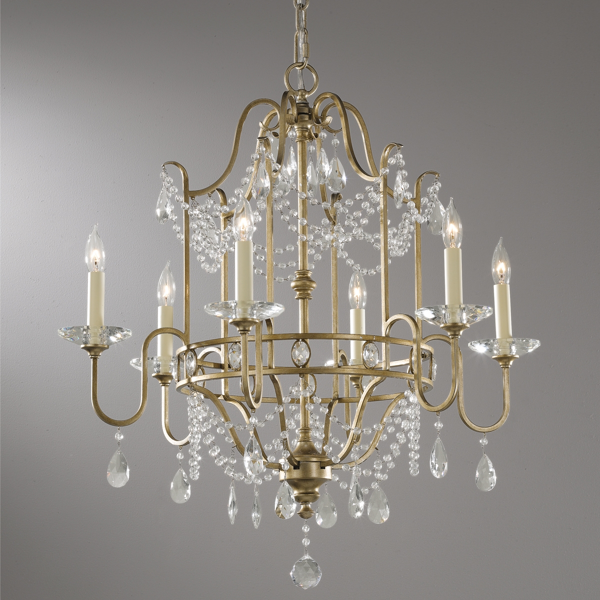 Изображение товара Подвесная люстра Feiss Gianna FE-GIANNA6 в виде свечи золотая классика