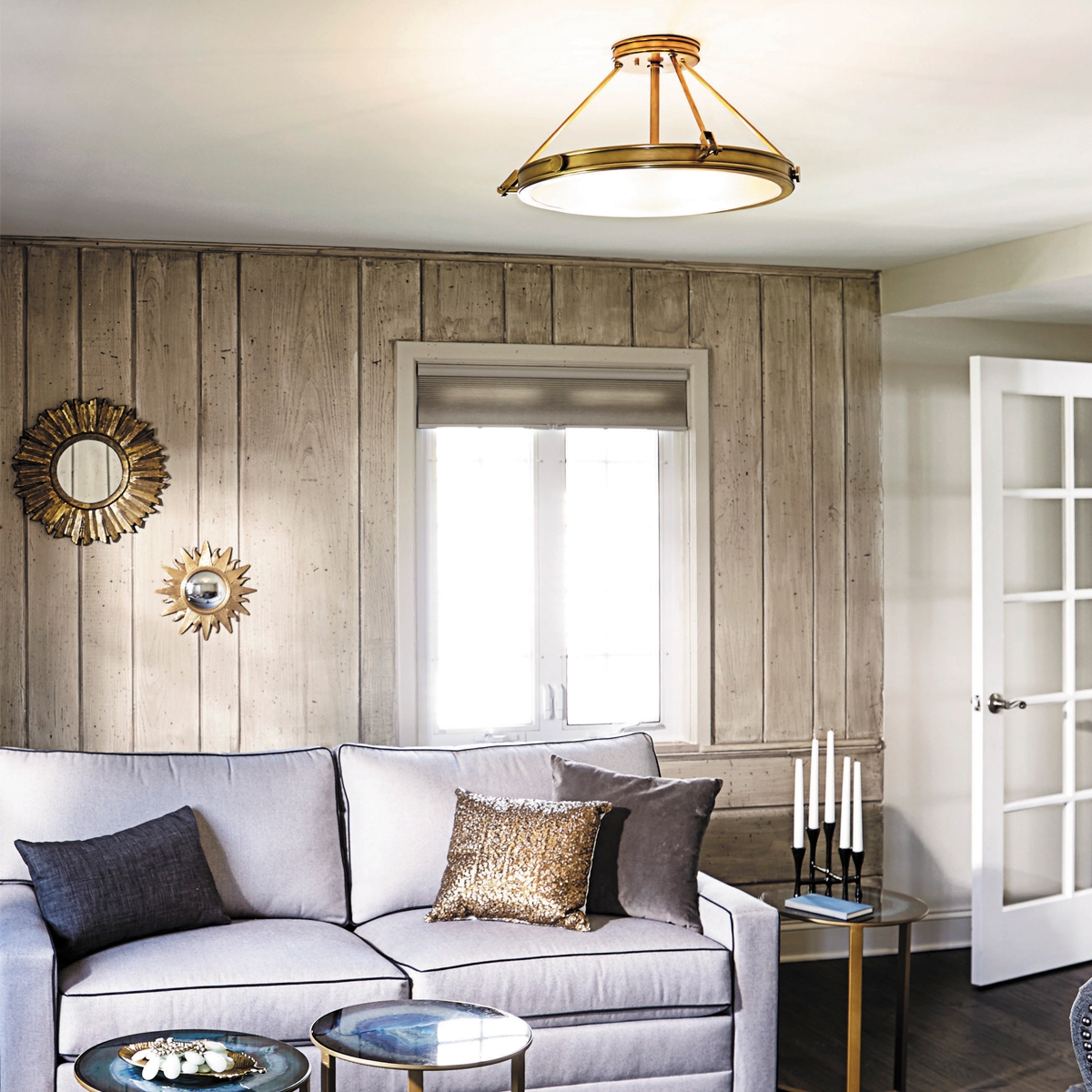 Изображение товара Потолочная люстра на штанге Hinkley Collier HK-COLLIER-SF-M классика латунь стекло