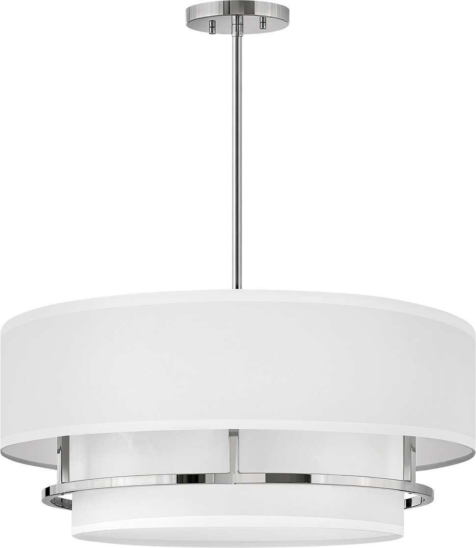 Изображение товара Потолочная люстра на штанге Hinkley Graham HK-GRAHAM-L-PN с тканевым абажуром