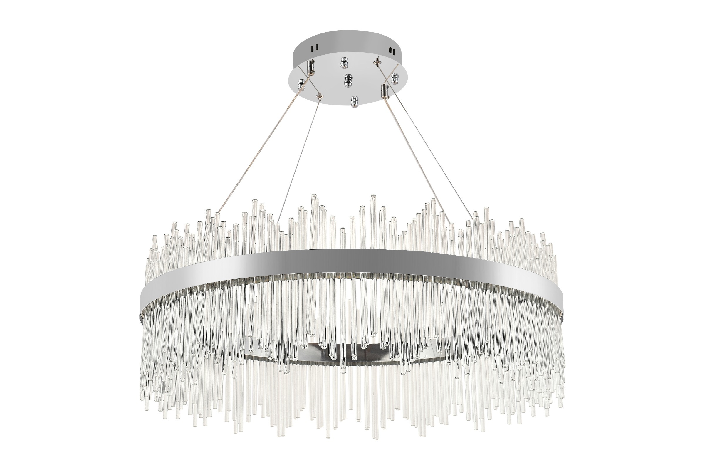 Изображение товара Подвесная люстра (+ночной режим) светодиодная нимб с пультом ДУ, моб. приложением 160W, хром, LED Natali Kovaltseva INNOVATION STYLE 83161 (Умный дом)