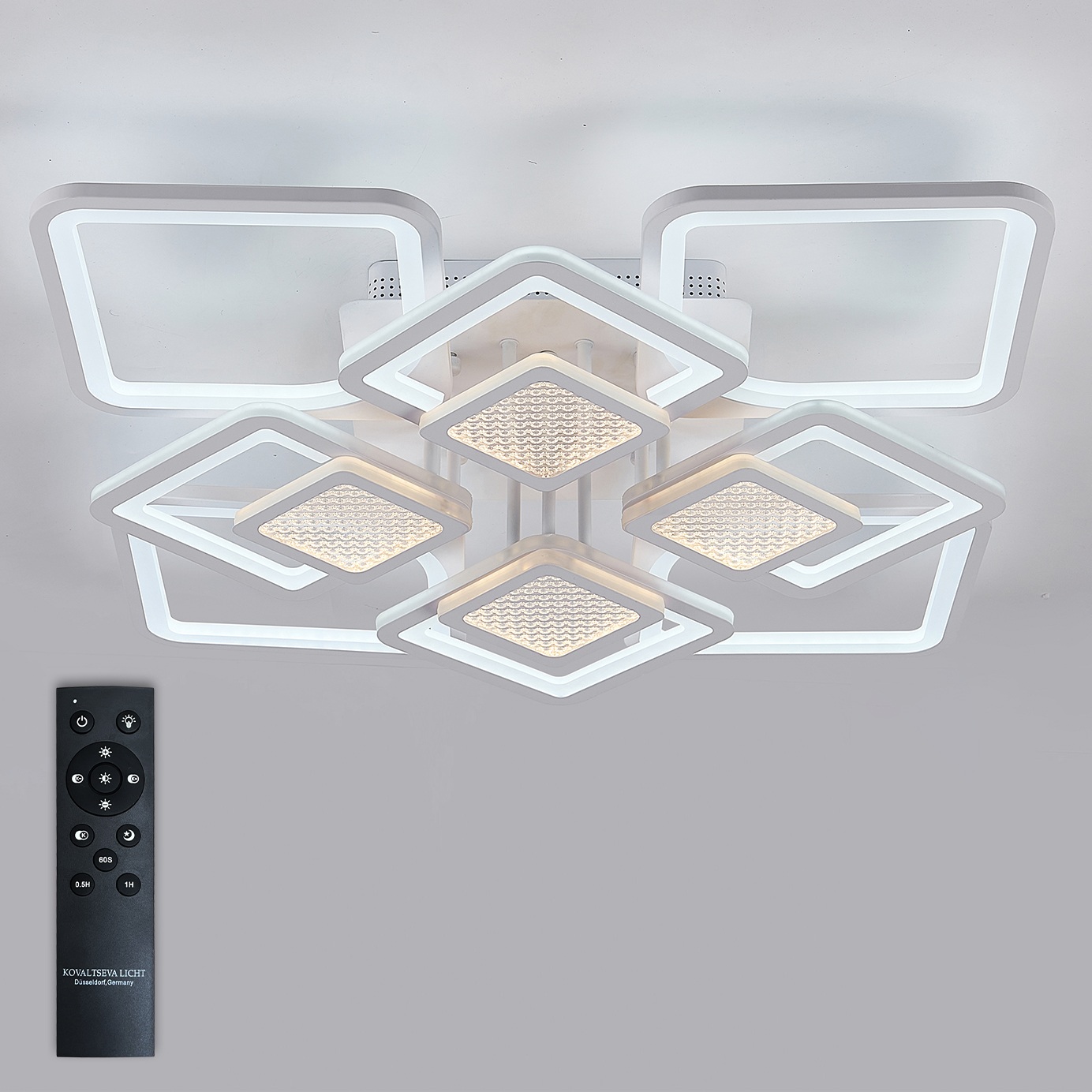 Изображение товара Потолочная люстра с пультом белый светодиодная Natali Kovaltseva Damask LED LAMPS 81170 с пультом ДУ 240W, белый, LED