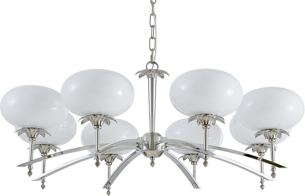 Изображение товара Подвесная люстра Newport 4650 4658/C nickel стиль модерн 8 плафонов стекло