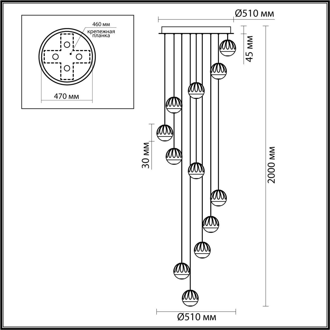Изображение товара Каскадная люстра потолочная накладная светодиодная Odeon Light Sono 5101/60L под латунь/прозрачный/акрил LED 60W (12*5W) 4000K