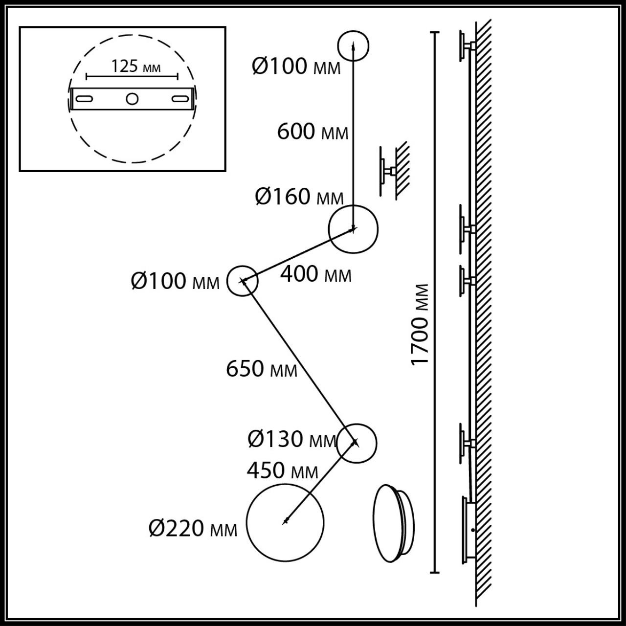 Изображение товара Настенный светильник светодиодный Odeon Light Galaxy 7115/30WL черный/бронза/металл IP20 LED 30W 1350Лм 3000K 220V