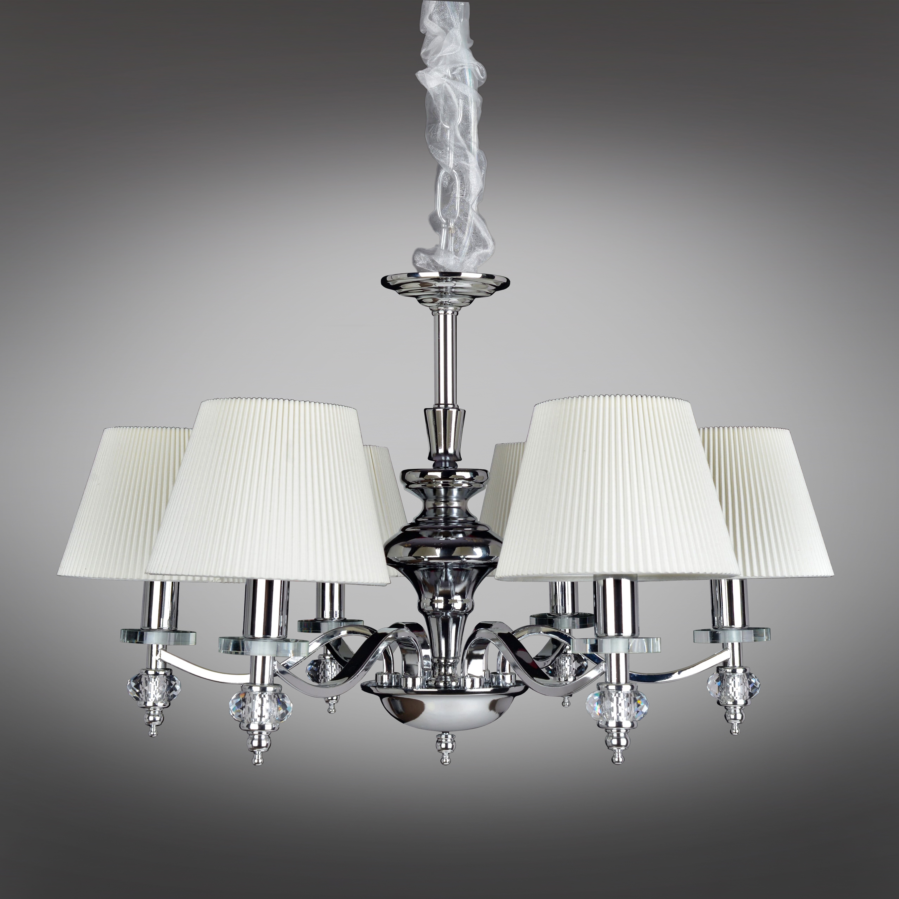Изображение товара Подвесная люстра Omnilux 727 OML-72703-06 классика ткань хром Италия