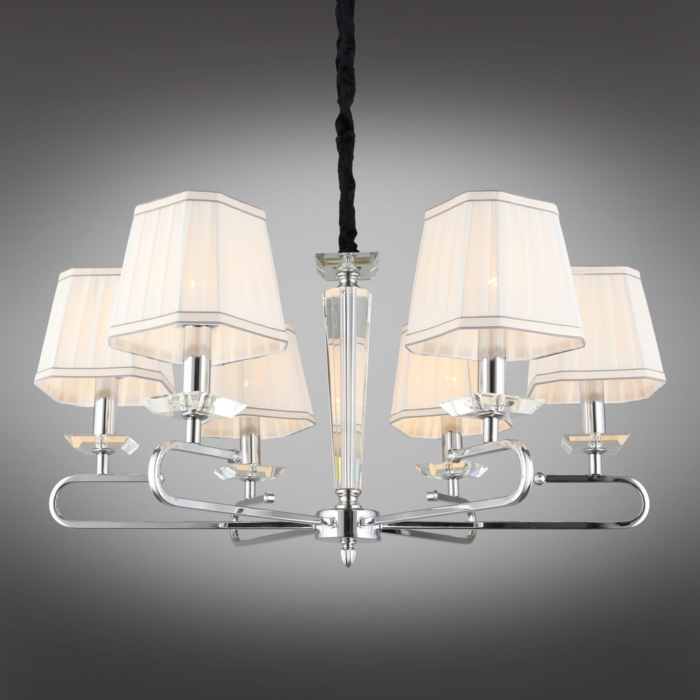 Изображение товара Подвесная люстра Omnilux Marilleva OML-88503-06 с хрусталем и тканевыми абажурами