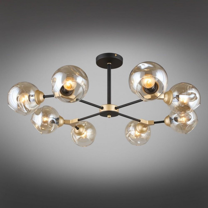 Изображение товара Потолочная люстра Omnilux 936 OML-93607-08 черная с шариками 8 ламп