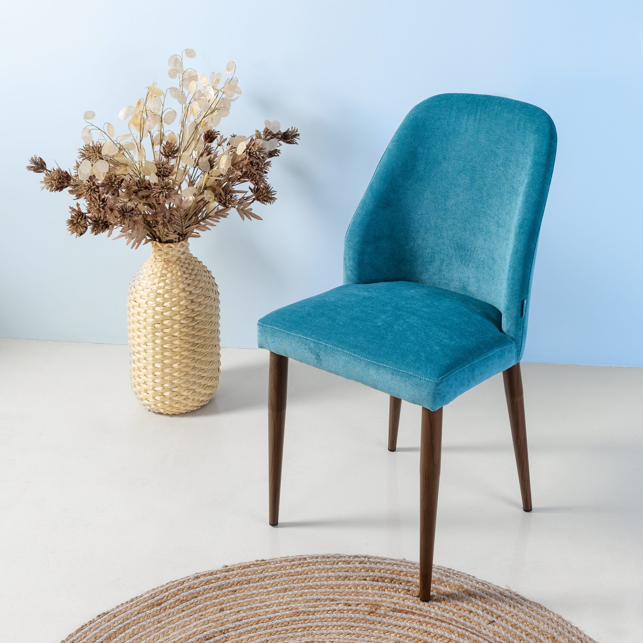 Изображение товара Обеденный стул R-Home Alen Жёлтый с металлическим каркасом и микровелюром