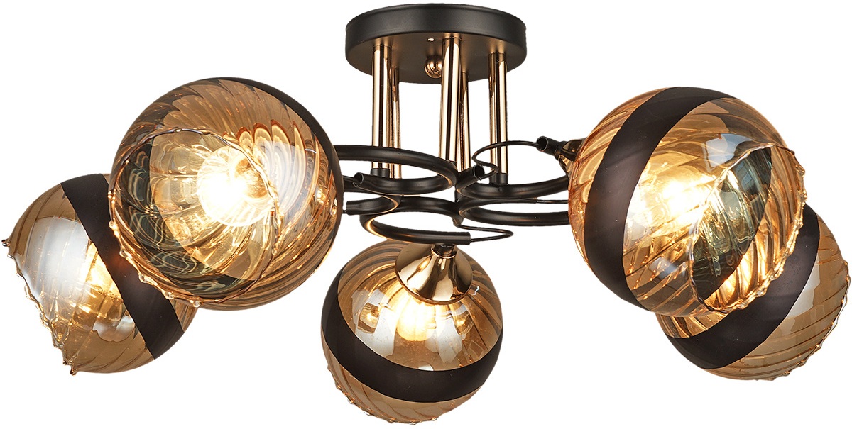 Изображение товара Потолочная люстра на штанге Reluce 03619-0.3-05 модерн бронза стекло 5 плафонов