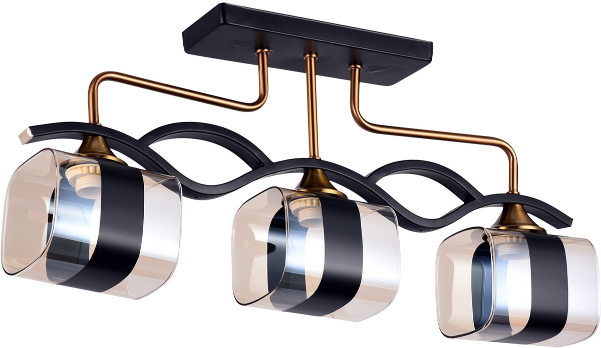 Изображение товара Потолочная люстра Reluce 72106-0.3-03 BK+GAB модерн 3 плафона стекло бронза черный