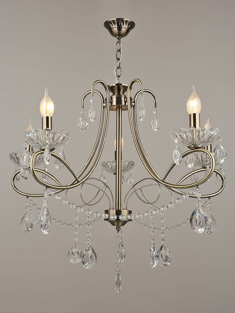 Изображение товара Подвесная люстра Reluce 01666-0.4-05 классика с хрусталем бронза 75 см