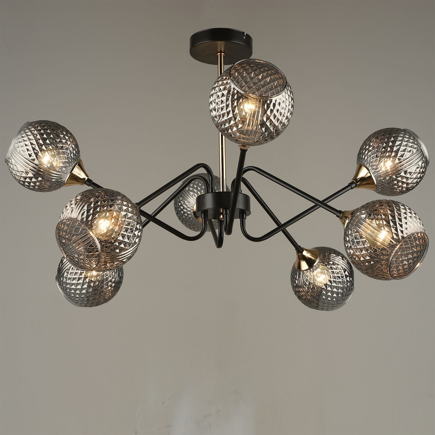 Изображение товара Современная потолочная люстра на штанге Reluce 04898-0.3-08 COFFEE+FGD с 8 плафонами