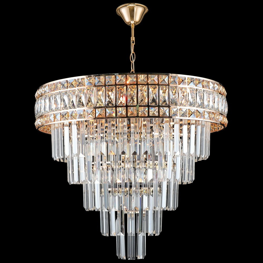 Изображение товара Подвесная люстра с хрусталем и золотым покрытием Reluce 02162-0.4-08 FGD 8 ламп