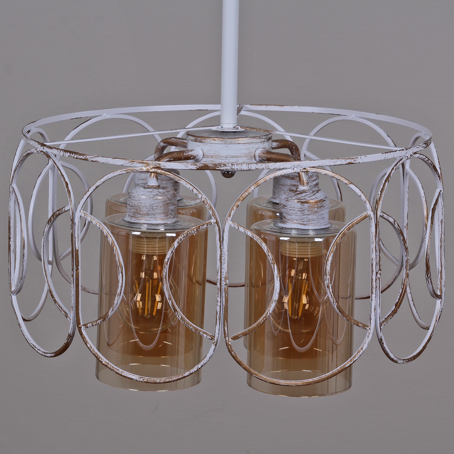 Изображение товара Подвесная люстра штанге Reluce 03883-0.4-04 WH+GD, современный дизайн, 4 лампы