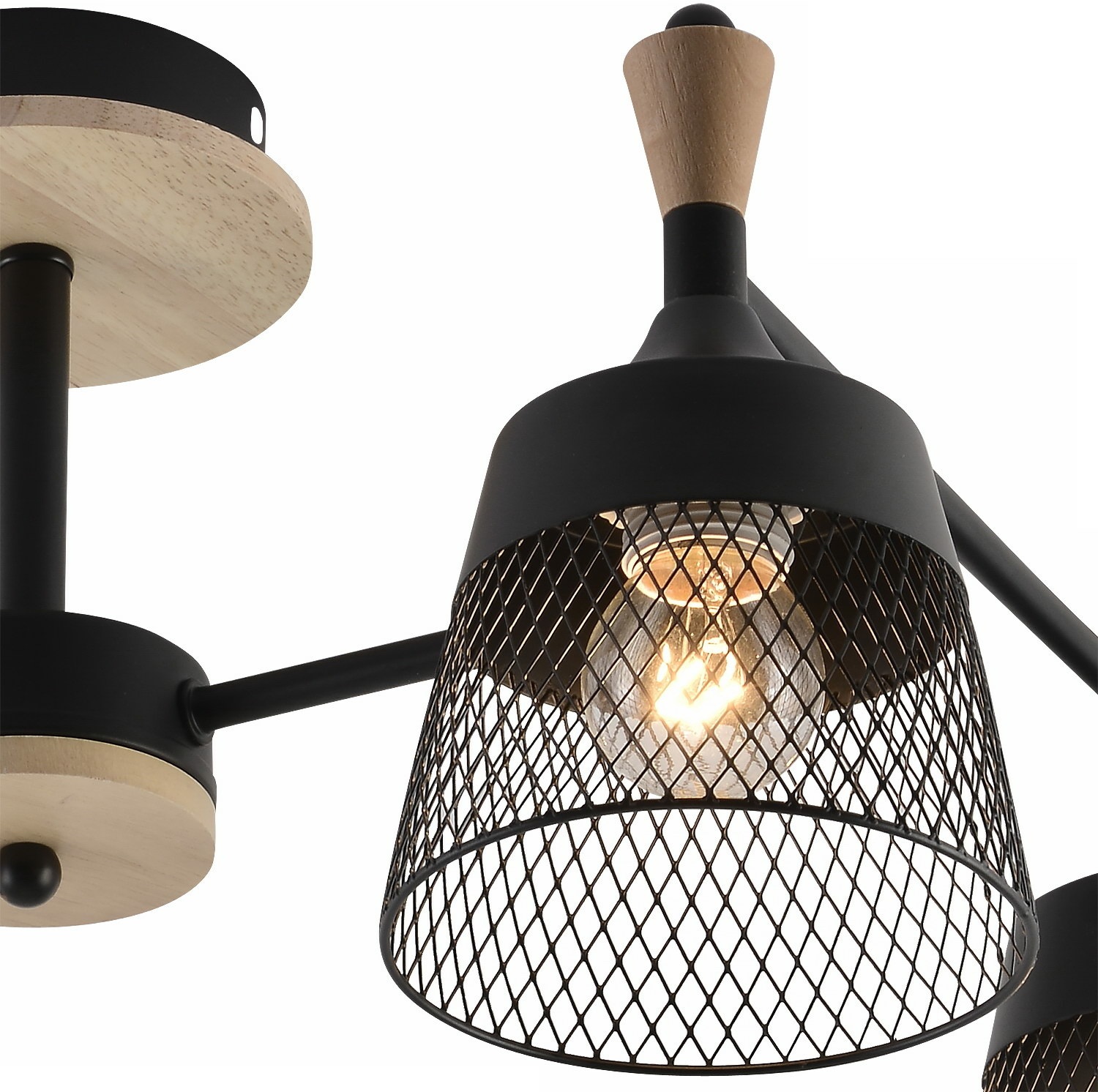 Изображение товара Потолочная люстра на штанге Reluce 01492-0.3-04 BK+WOOD