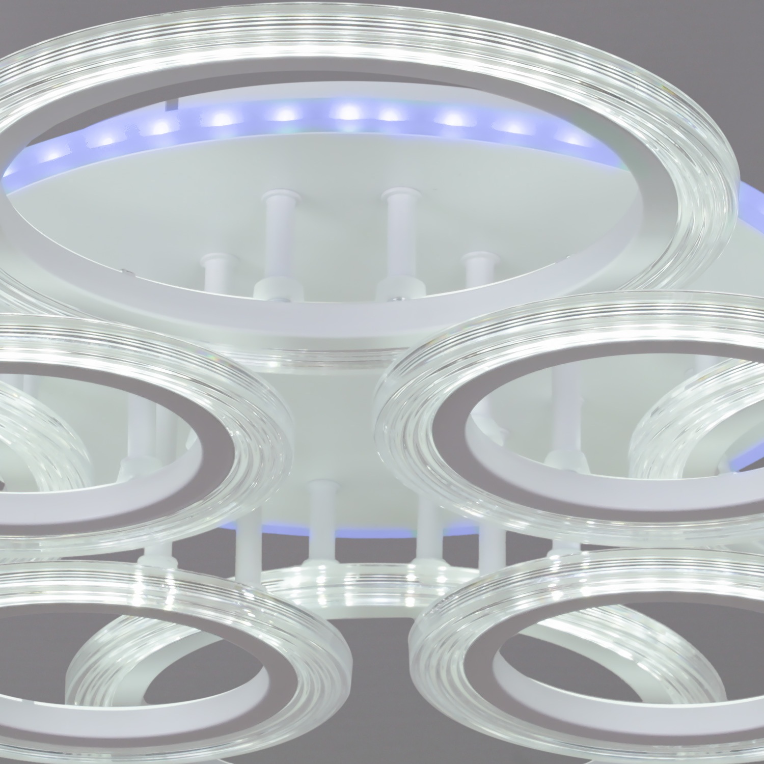Изображение товара Потолочная люстра (+ночной режим) светодиодная на штанге с пультом Reluce 09812-3.3-4+4A WH (RGB)