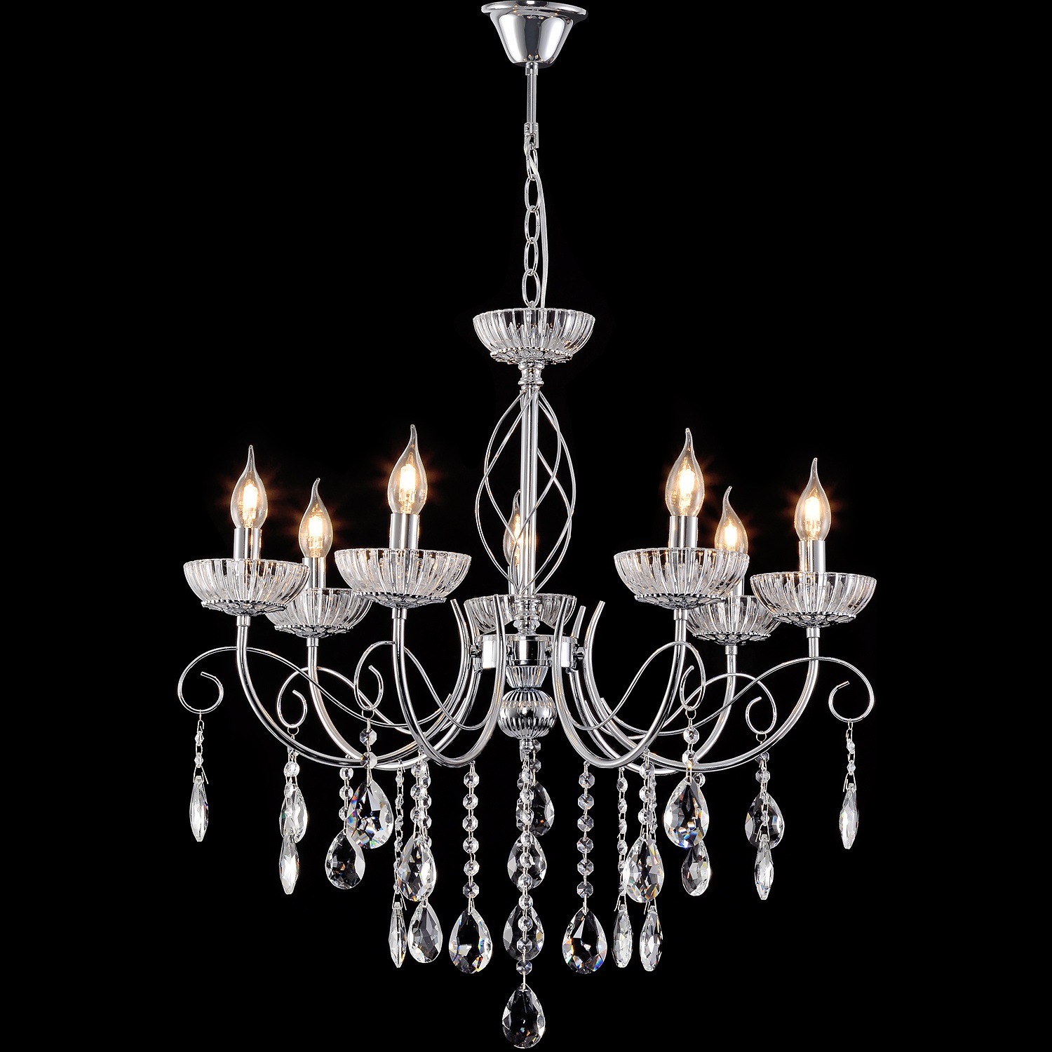 Изображение товара Подвесная люстра Reluce 04202-0.4-07 CR с хрустальными подвесками