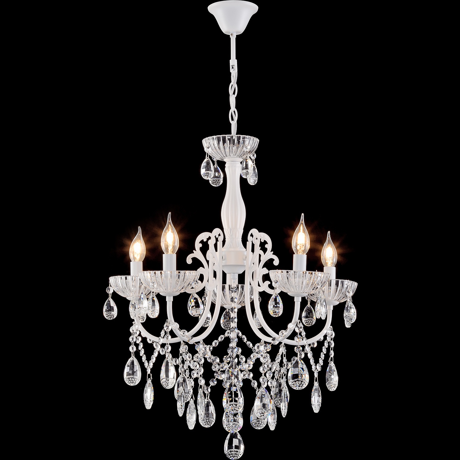 Изображение товара Подвесная люстра Reluce 04211-0.4-05 WH с хрусталем и 5 лампами E14