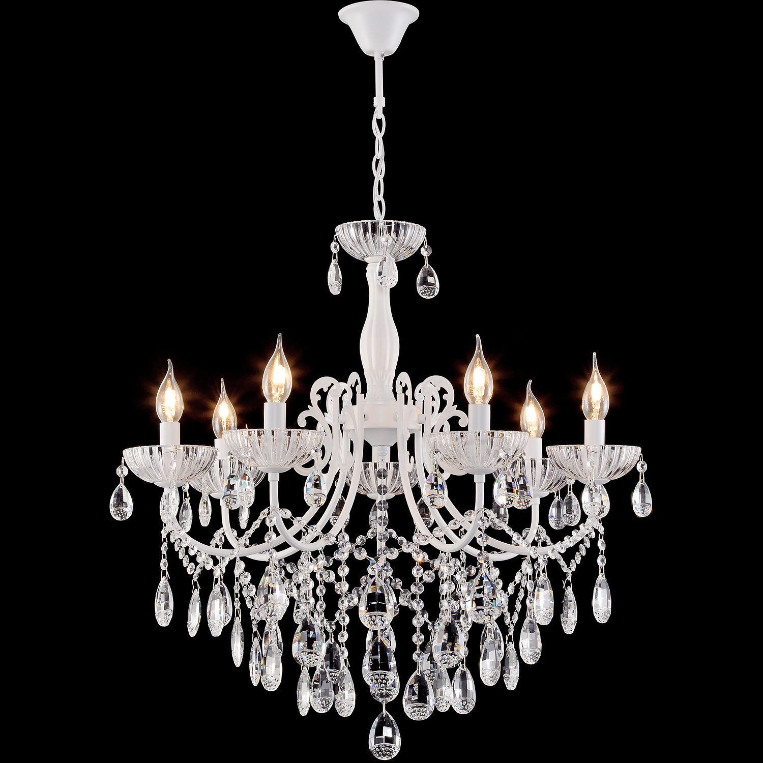 Изображение товара Подвесная люстра Reluce 04211-0.4-07 WH с хрустальными подвесками классический стиль