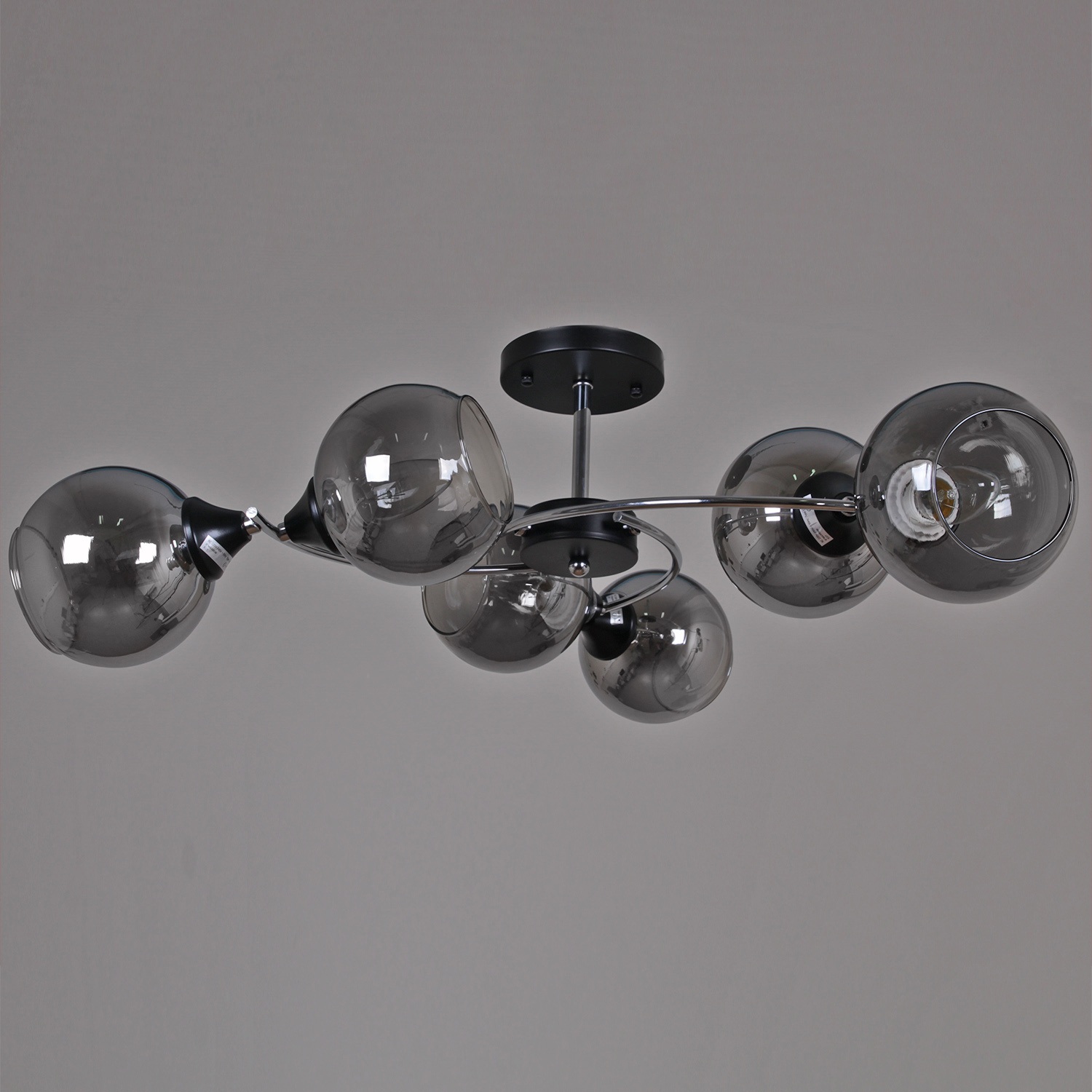 Изображение товара Потолочная люстра на штанге Reluce 02288-0.3-06 BK+CH 6 ламп 68 см