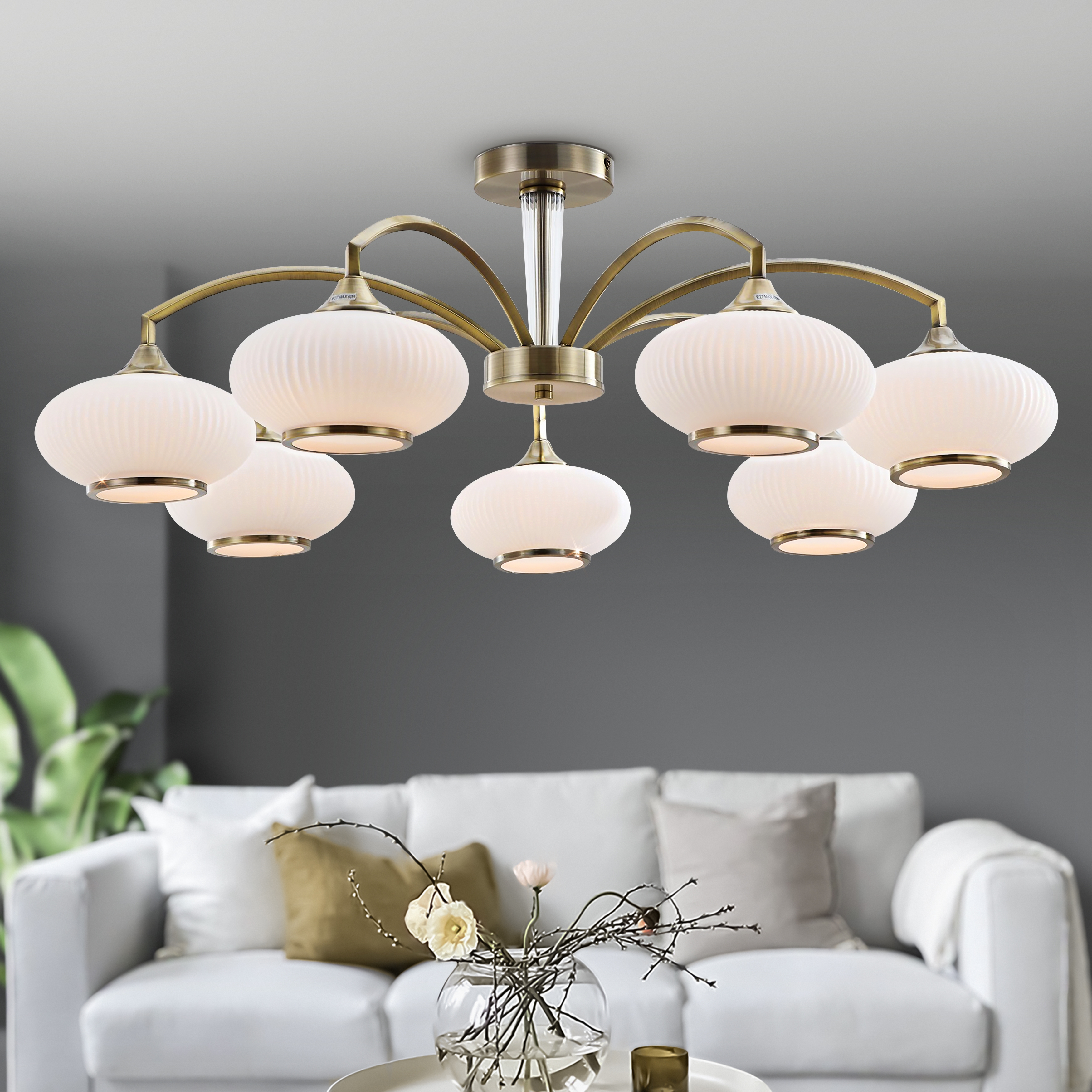 Изображение товара Потолочная люстра Rivoli Avarice 2077-307 с штангой, 7 плафонов