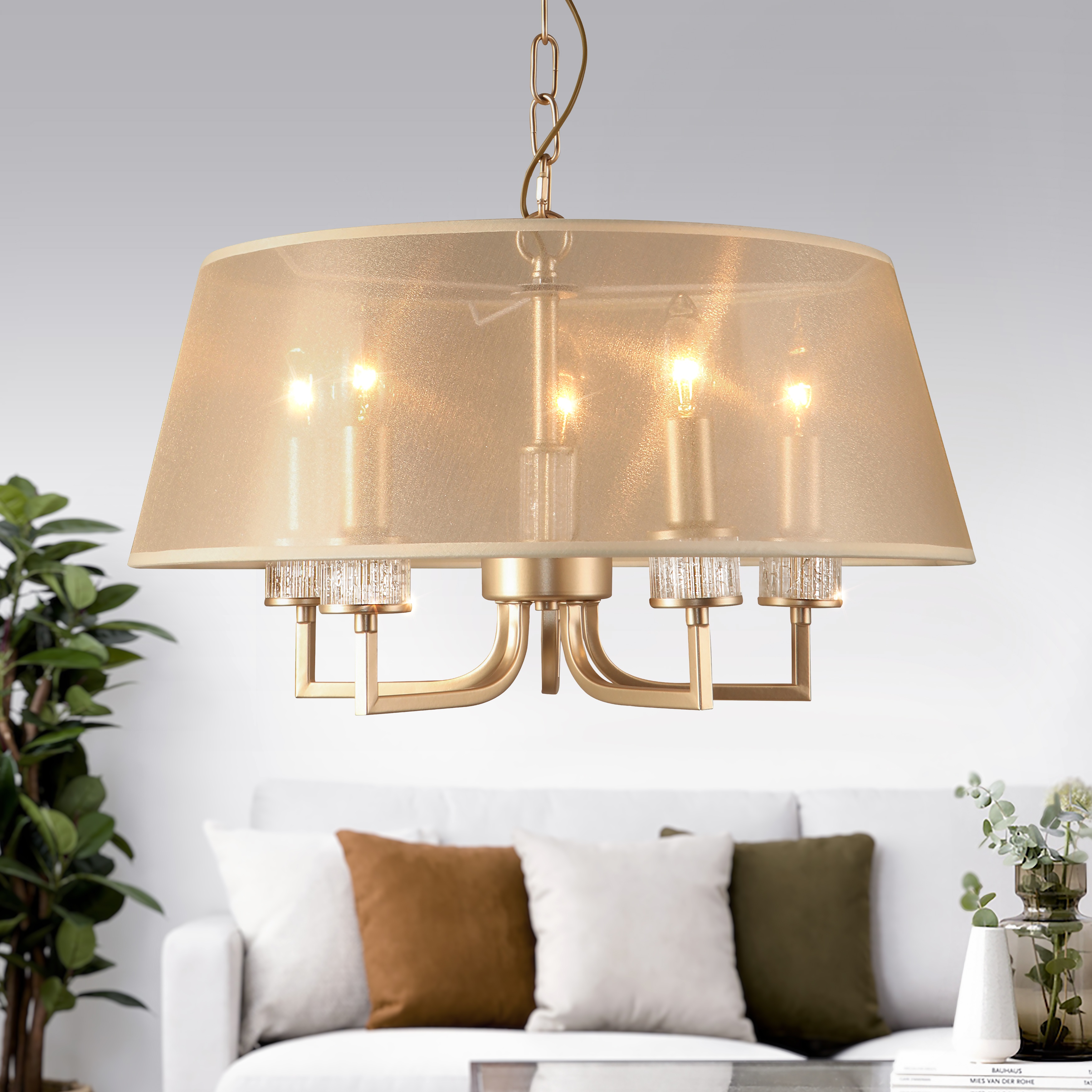 Изображение товара Подвесная люстра Rivoli Elinor 2083-310 классика кремовый ткань Италия