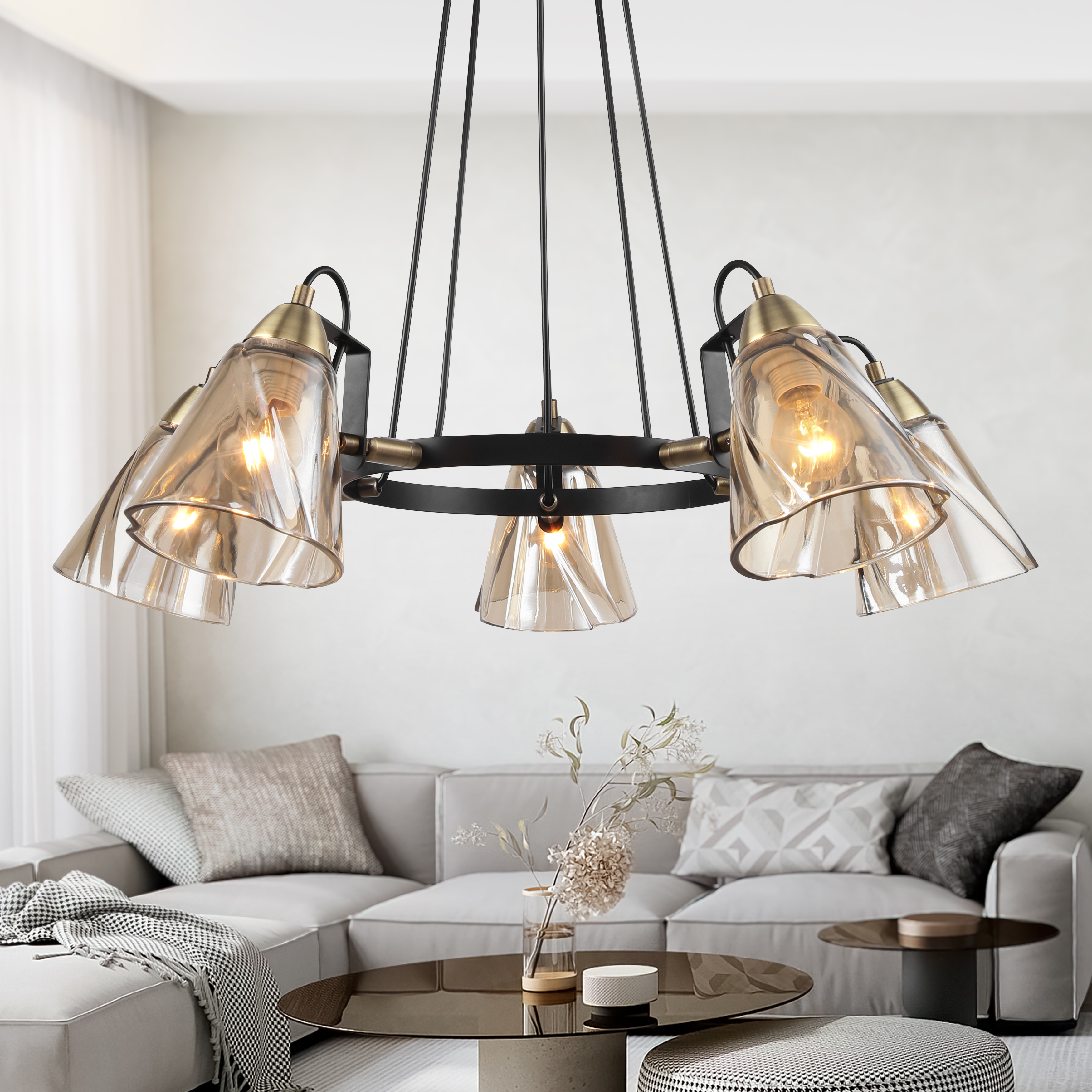 Изображение товара Потолочная люстра Rivoli Cathy 5106-305 на штанге стиль модерн кантри лофт