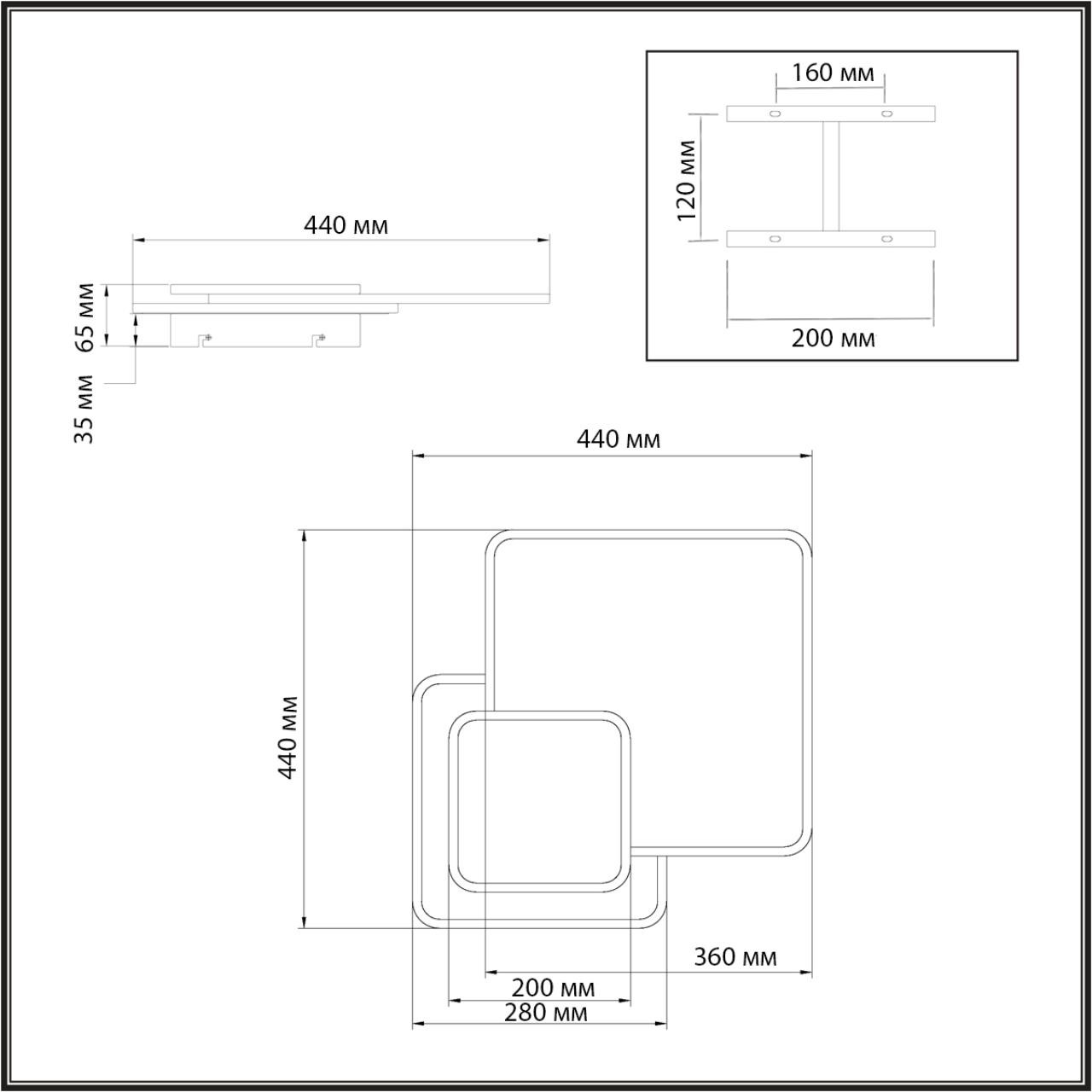 Изображение товара Люстра потолочная накладная с пультом ду Sonex Pine 7737/60L металл/акрил/белый/под дерево/черный LED 60Вт 3000-6000К 440x440