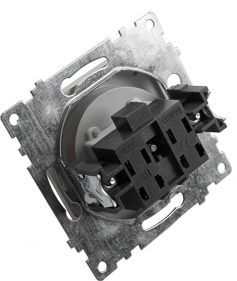 Выключатель одноклавишный с подсветкой (серебро) Stekker Катрин 39577 ...