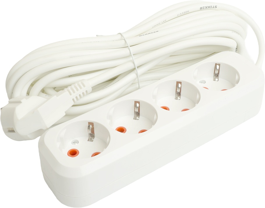 Изображение товара Удлинитель 4-х местный 5 метров с заземлением Stekker Home 49352 белый