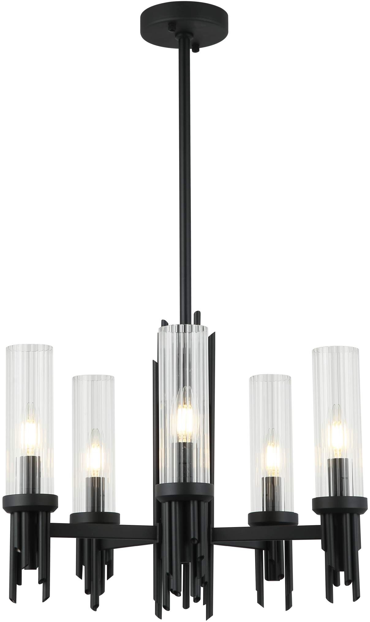 Изображение товара Потолочная люстра на штанге Stilfort Graff 2170/02/05P черная стекло 5 плафонов