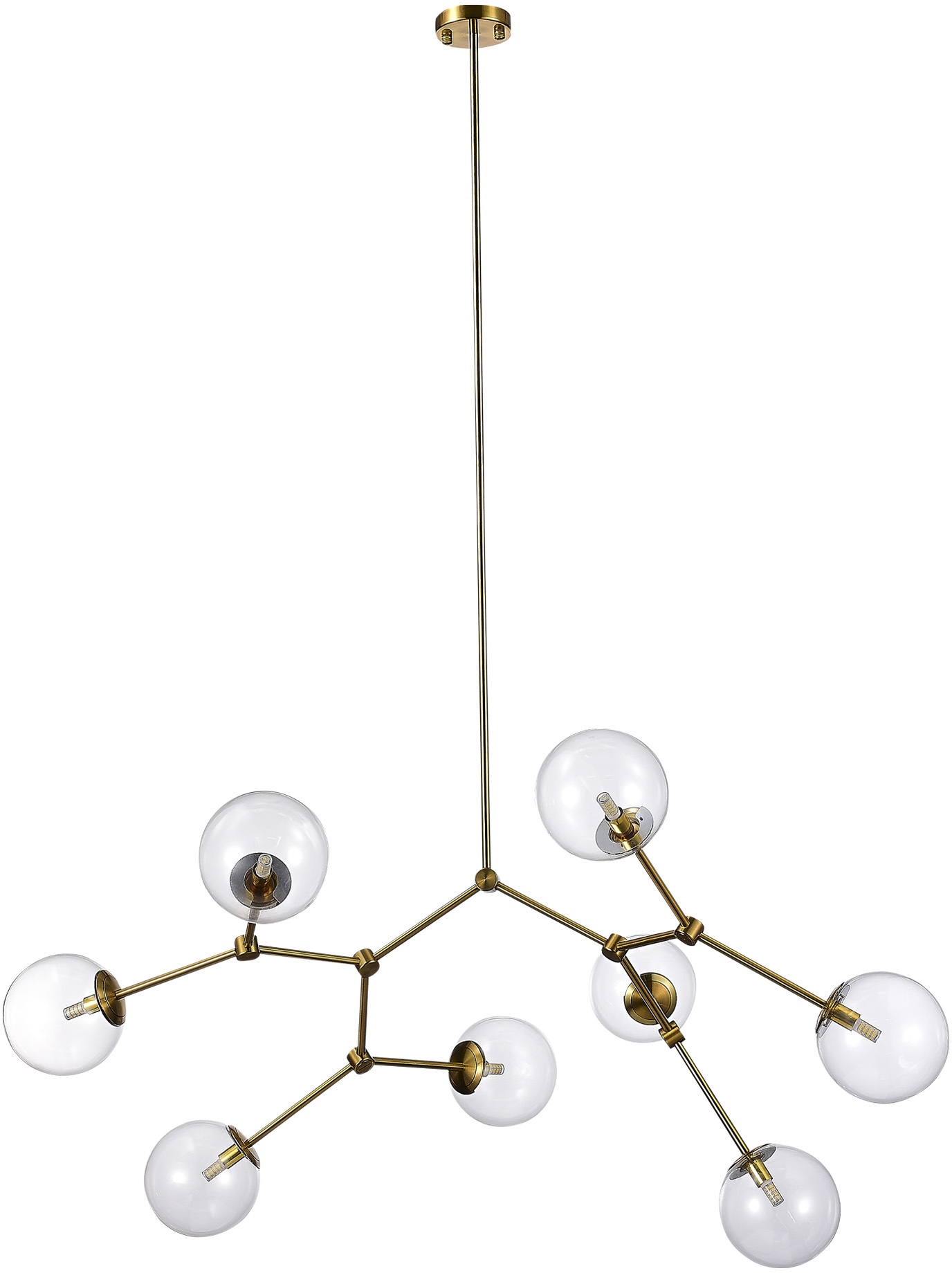 Изображение товара Потолочная люстра молекулы на штанге ST Luce Chieti SL1506.203.08 Золотистый/Прозрачный E14 8*40W