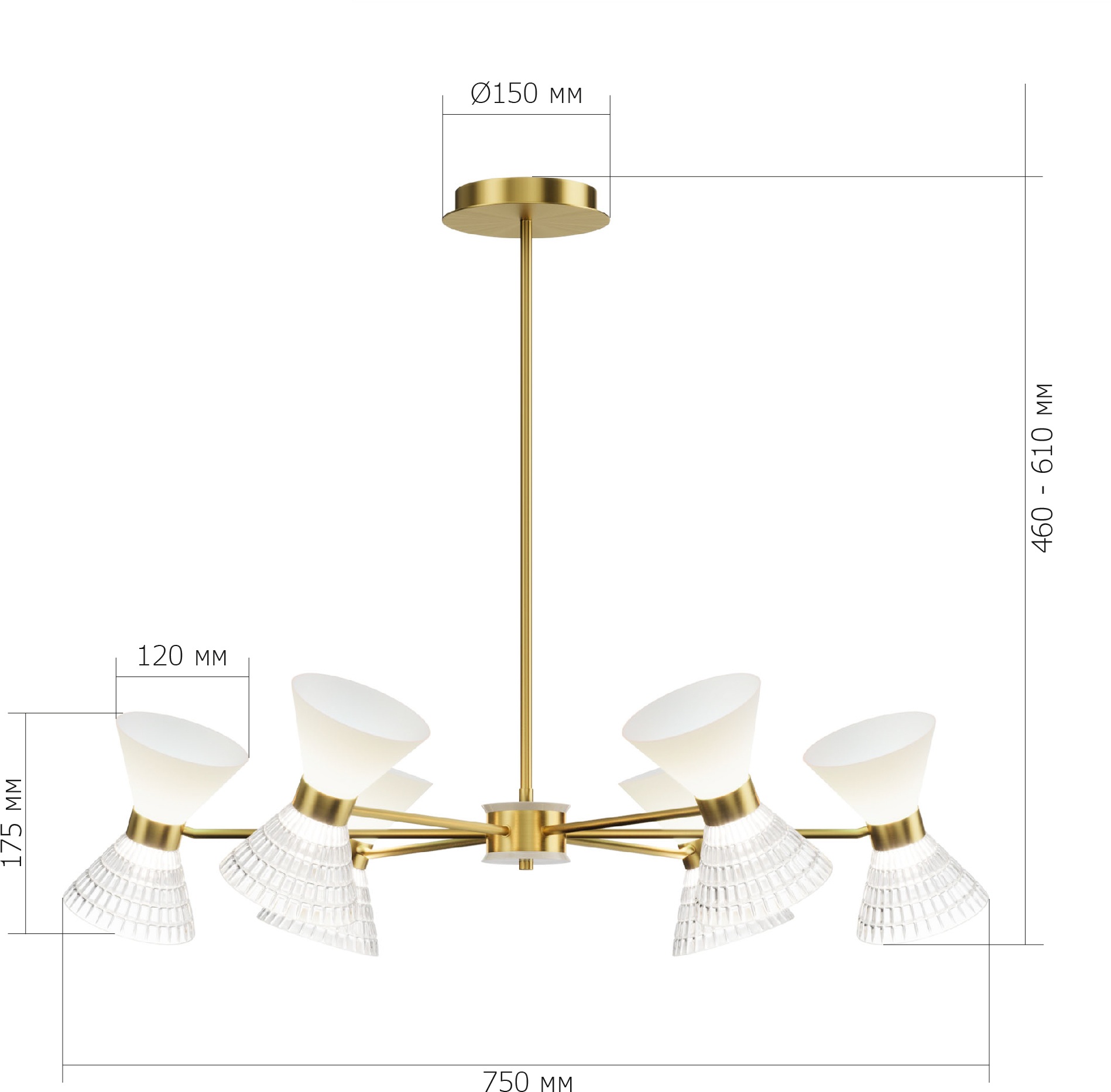 Изображение товара Потолочная люстра на штанге SL2004 SL2004.303.12 с LED-лампами латунь/прозрачный белый