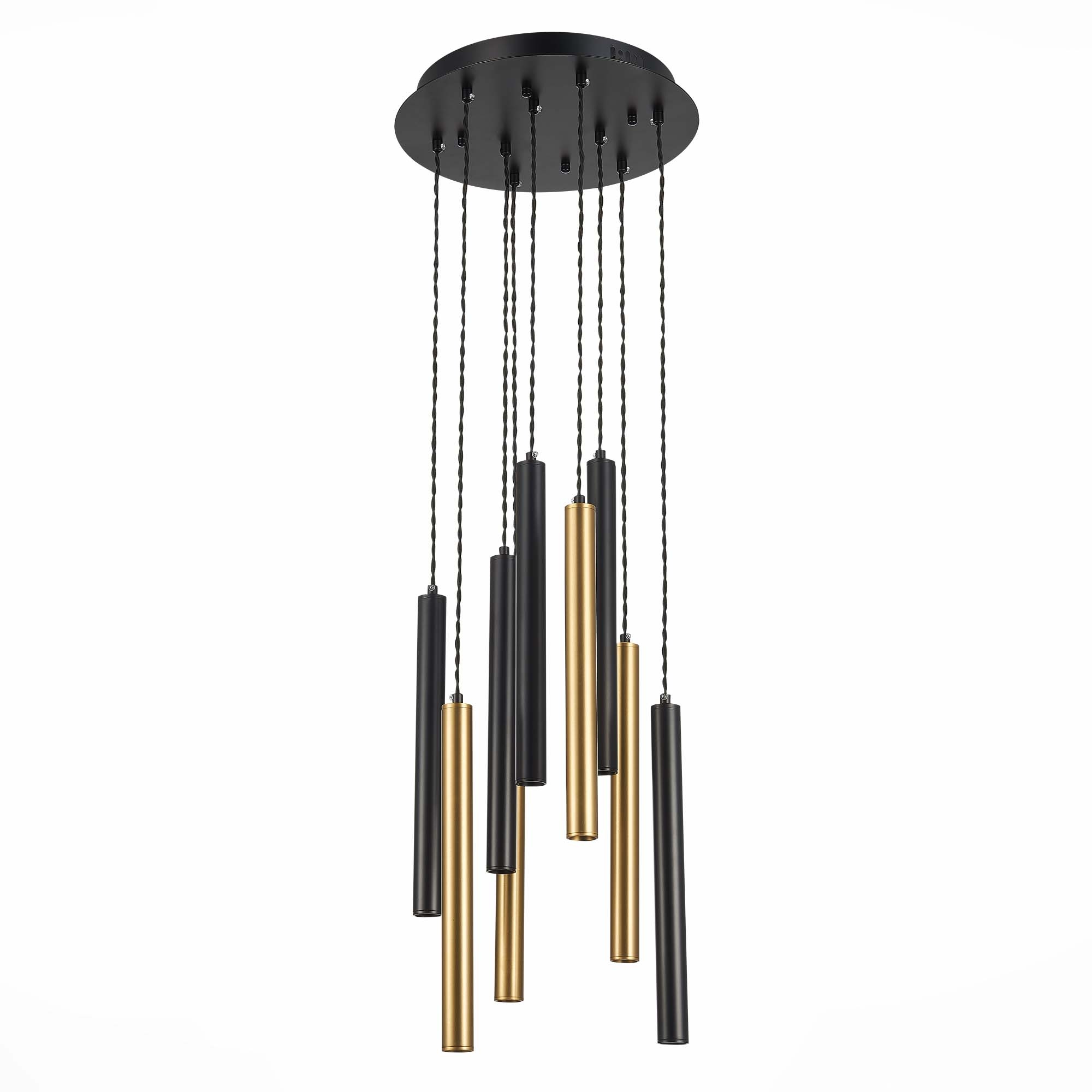 Изображение товара Подвесной светильник LED ST Luce ST153 443 27 стиль хай-тек 9 плафонов чёрный латунь 220V