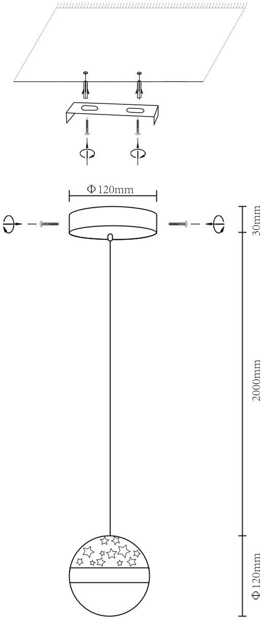 Изображение товара Подвесной светильник LED Velante в форме шара с регулировкой высоты