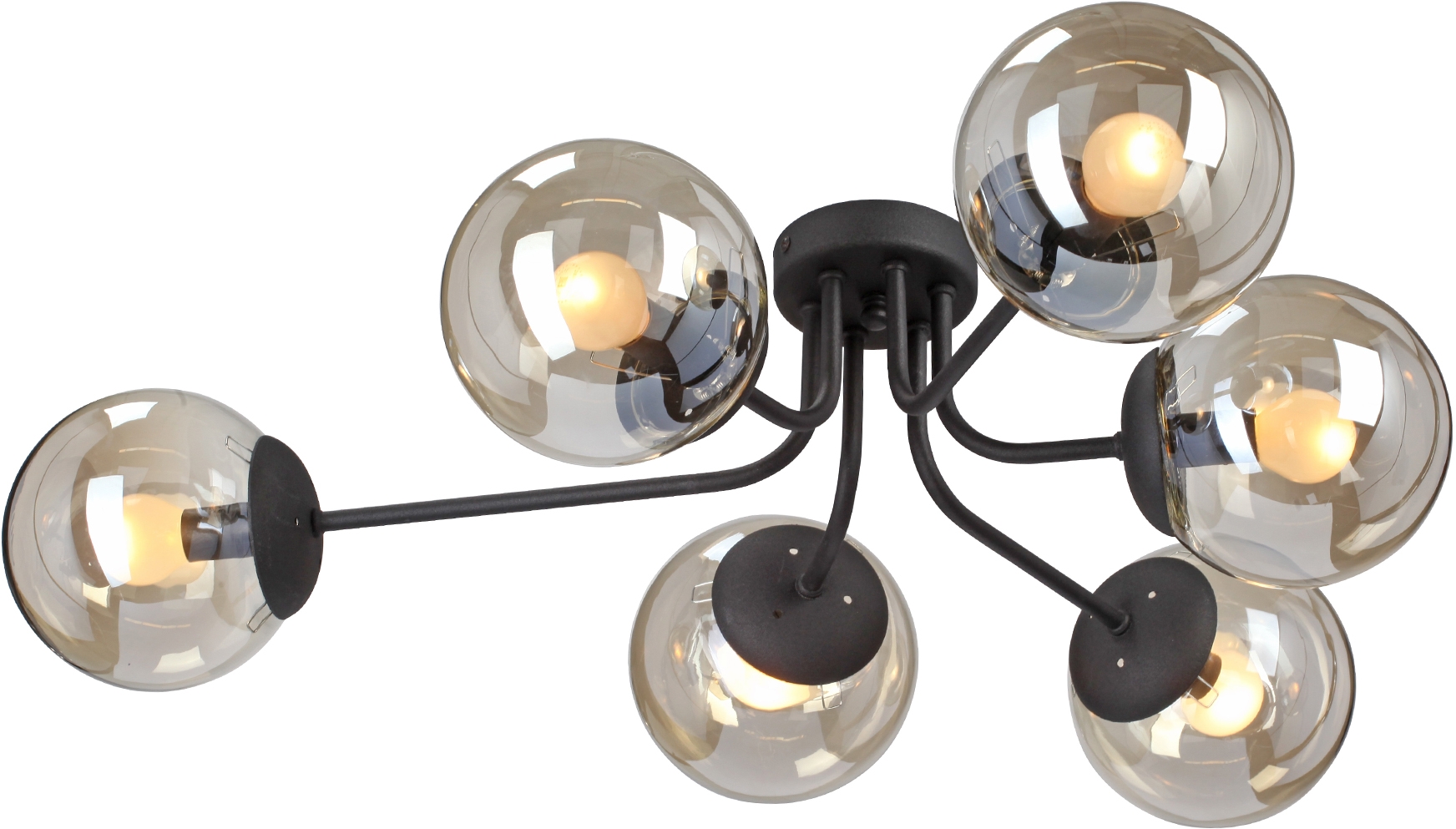 Изображение товара Потолочная люстра Vitaluce V4997-1/6PL форма шара современный стиль черный стекло