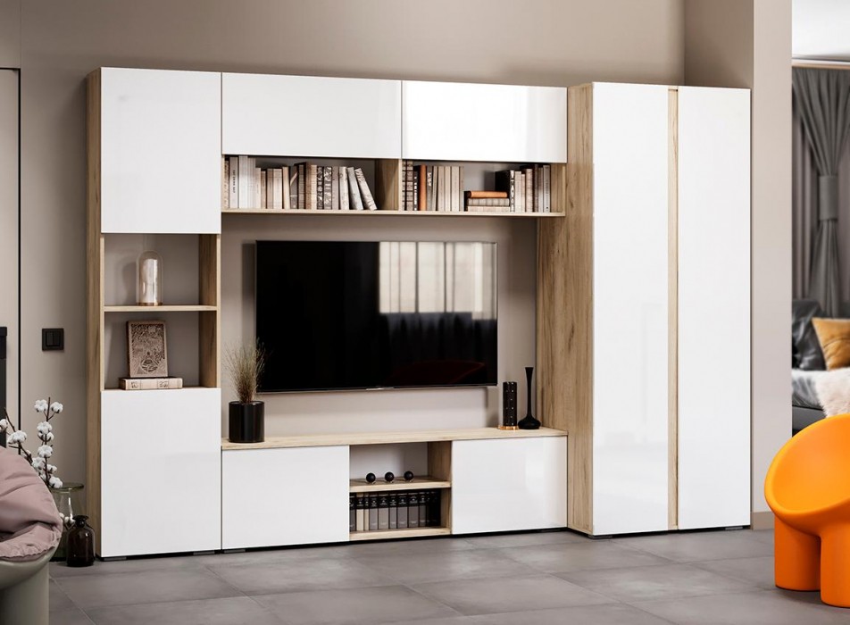 Изображение товара Стеллаж Алетра ПО-500 из ЛДСП серый и белый для дома и офиса