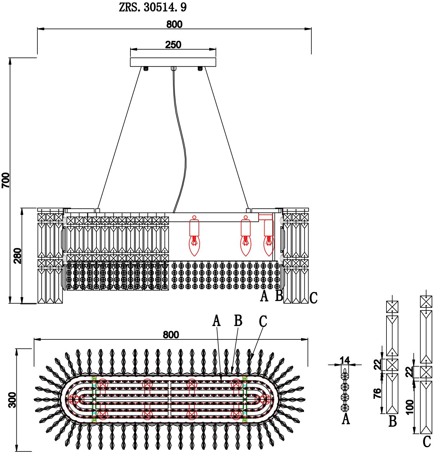 Изображение товара Подвесная люстра хрусталь IP21 Zortes Ice queen ZRS.30514.9