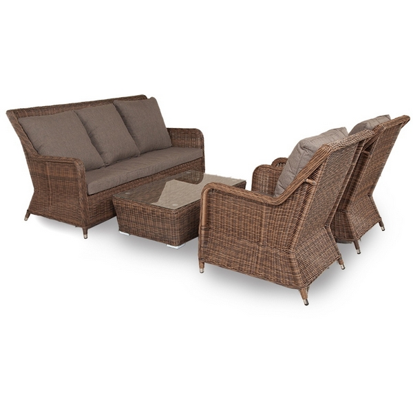 

Лаунж-зона из искусственного ротанга, цвет коричневый 4SIS Гляссе GS3C2T-4-SET brown, Гляссе GS3C2T-4-SET brown