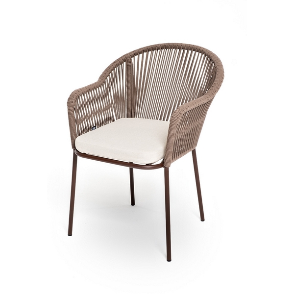 

Стул плетеный из роупа, каркас из стали коричневый, роуп коричневый, ткань бежевая 4SIS Лион LIO-CH-St001B brown, Лион LIO-CH-St001B brown