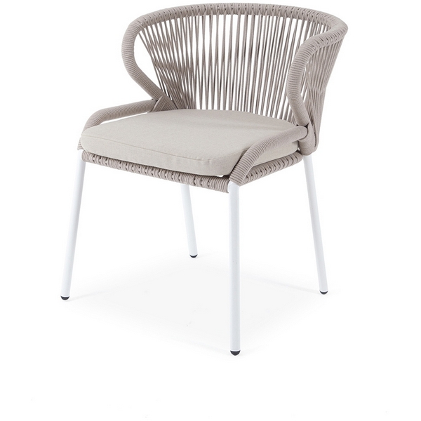 

Стул плетенный из роупа, каркас сталь белый, роуп бежевый кругл, ткань бежевая 4SIS Милан MIL-CH-st001W beige(beige), Милан MIL-CH-st001W beige(beige)