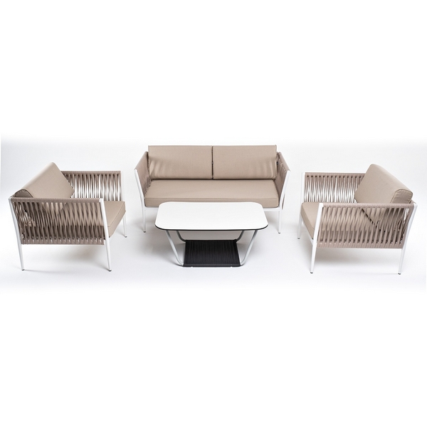 

"Касабланка" лаунж-зона плетеная из роупа 4-местная, цвет серо-коричневый 4SIS арт.УТ-00007280, Касабланка KASS2C2T-4-SET biege