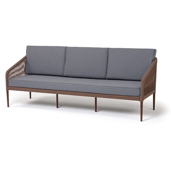 

"Канны" диван 3-местный плетеный из роупа, каркас алюминий темно-серый (RAL7024) шагрень, роуп темно-серый круглый, ткань темно-серая 019 4SIS арт.УТ-00007798, Канны KAN-S-3-001 RAL8016 Mua brown(D-gray027)