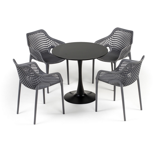 

"Беллини" обеденная группа на 4 персоны, цвет темно-серый 4SIS ВC2T-3-SET, Беллини ВC2T-3-SET