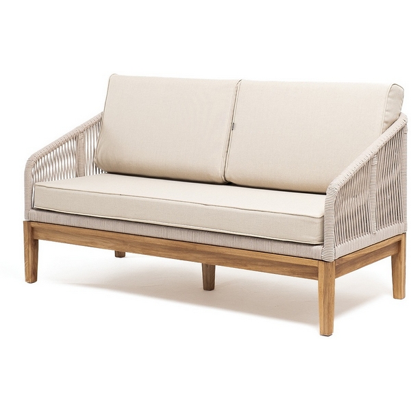 

"Канны" диван 2-местный плетеный из роупа, основание дуб, роуп бежевый круглый, ткань бежевая 15052 4SIS арт.УТ-00010333, Канны KAN-S-2-T002 beige(beige15052)