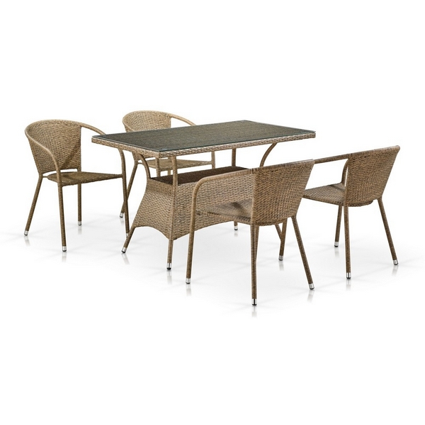 

Комплект мебели из иск. ротанга T198D/Y137B-W56 Light Brown (4+1) Afina, Светло-коричневый, T198D/Y137B-W56 Light Brown 4Pcs