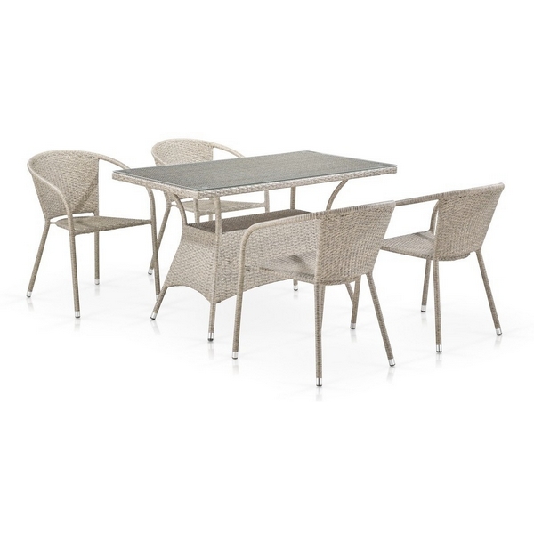 

Комплект плетеной мебели T198D/Y137C-W85 Latte (4+1) (Искусственный ротанг/Бежевый) Afina, T198D/Y137C-W85 Latte 4Pcs